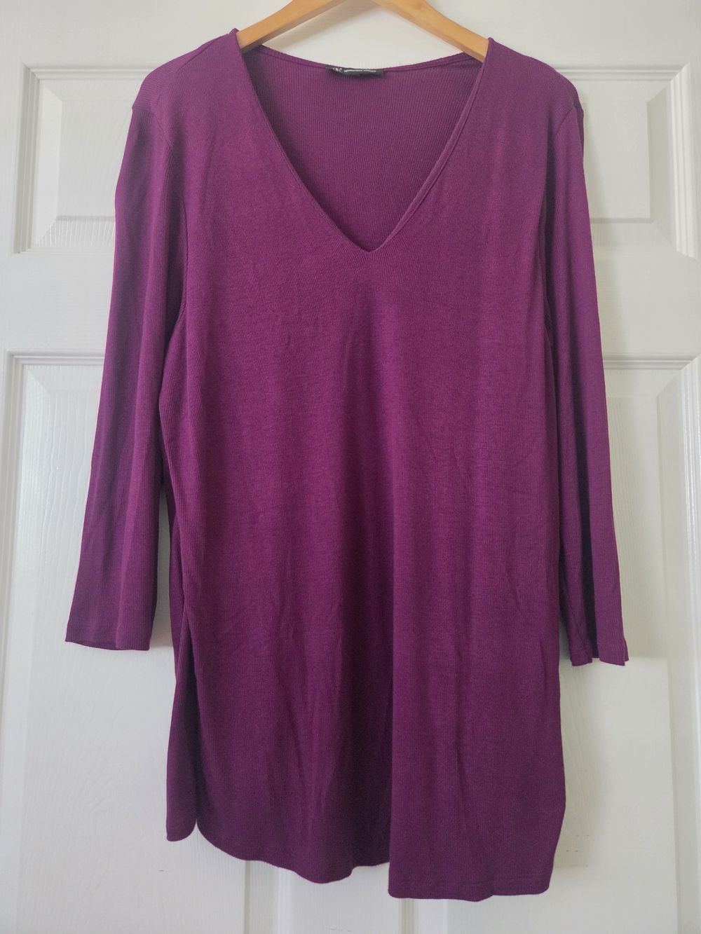 INC International Concepts Plum V-Neck Long Sleeve Tunic 1X